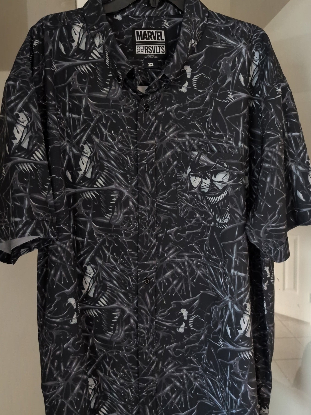 RSVLTS Marvel Black & Gray "WE ARE Venom" Allover Button-Down Shirt